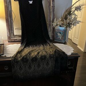 Rayon Lady Darian  Maxi Dress , Black and Gold , Size 14 W , Vintage